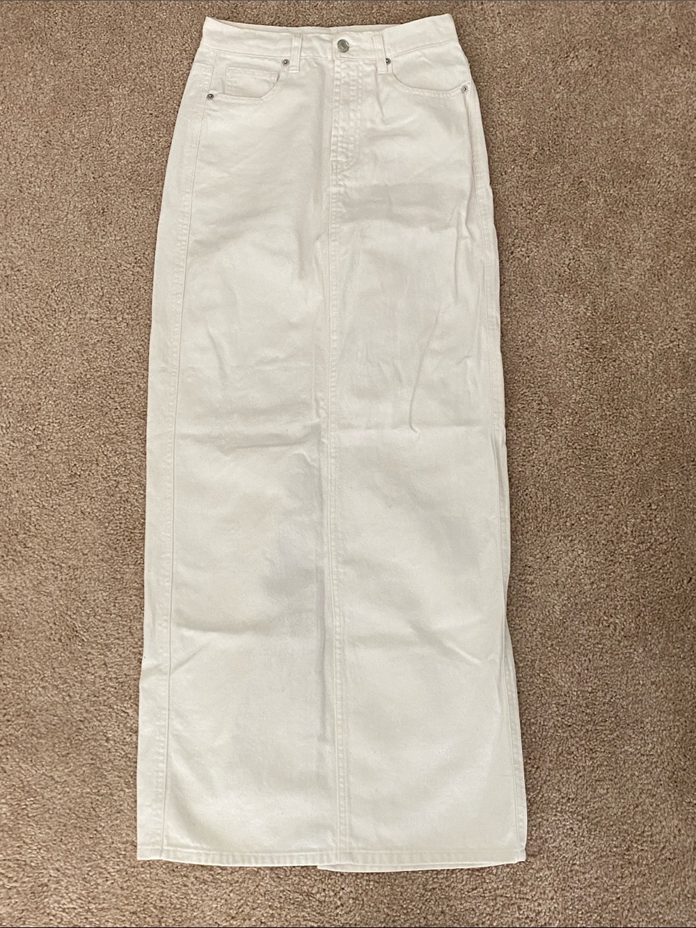 Forever 21 Cream High-Waist Denim Skirt